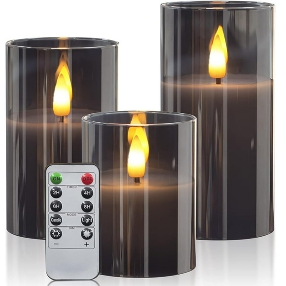 Other - Gray Remote-Controlled Black LED Flameless Candle Set